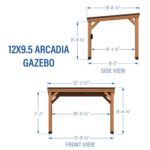 Backyard Discovery 12ft x 9.5ft Arcadia Slope Roof Cedar Gazebo with PowerPort - Image 2
