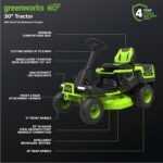 Greenworks 60V 30” CrossoverT Riding Lawn Tractor with 8.0 Ah - Image 3